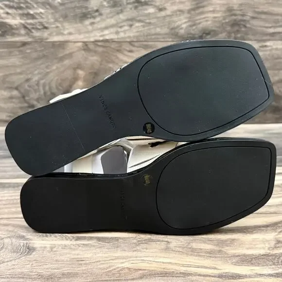 NIB Vince Camuto 9M Bachelen Leather Square Toe Gladiator Sandal Coconut Cream - Picture 10 of 12